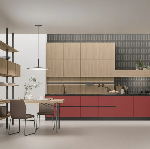 Young 01 Noce Marino, Corallo, top laminato Fossil Brown lucido.