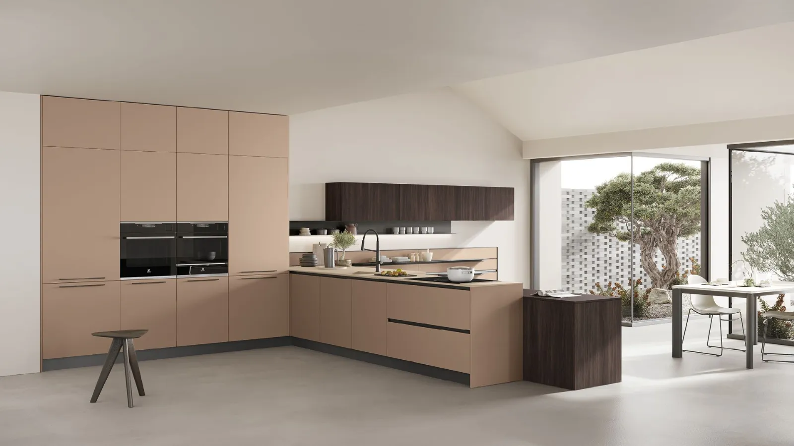 Young 03 Rovere Cumino, Duna opaco, top Sapienstone Nude.