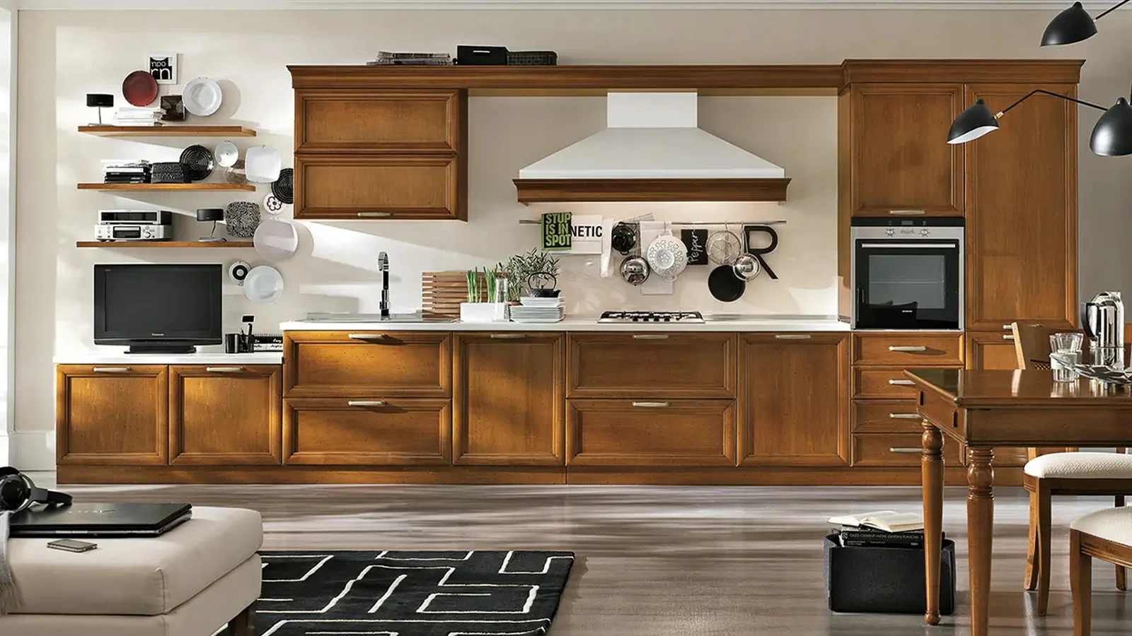 Cucina lineare su misura in legno Le Gemme 01 di Le Fablier