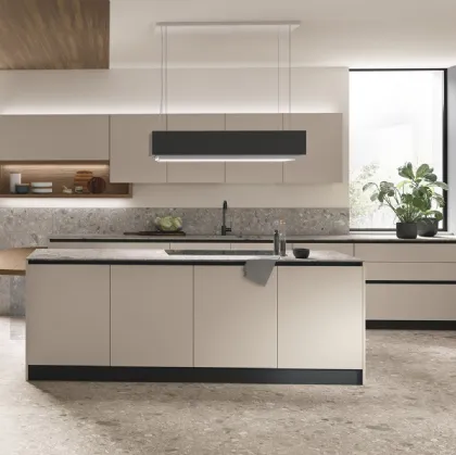 Infinity 06 Rovere Anice, Beige Seta, top Neolith Terrazo Ceppo