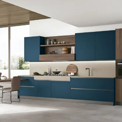 Infinity 08 Rovere Liquirizia, Blu Marino, top HPL Travertino