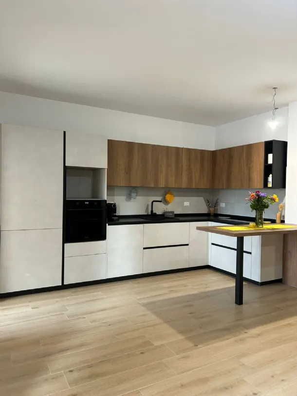  Cucina Stosa Infinity materico calce rovere nodato