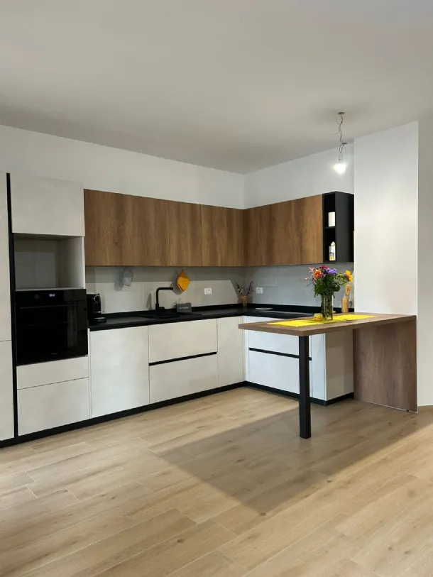  Cucina Stosa Infinity materico calce rovere nodato