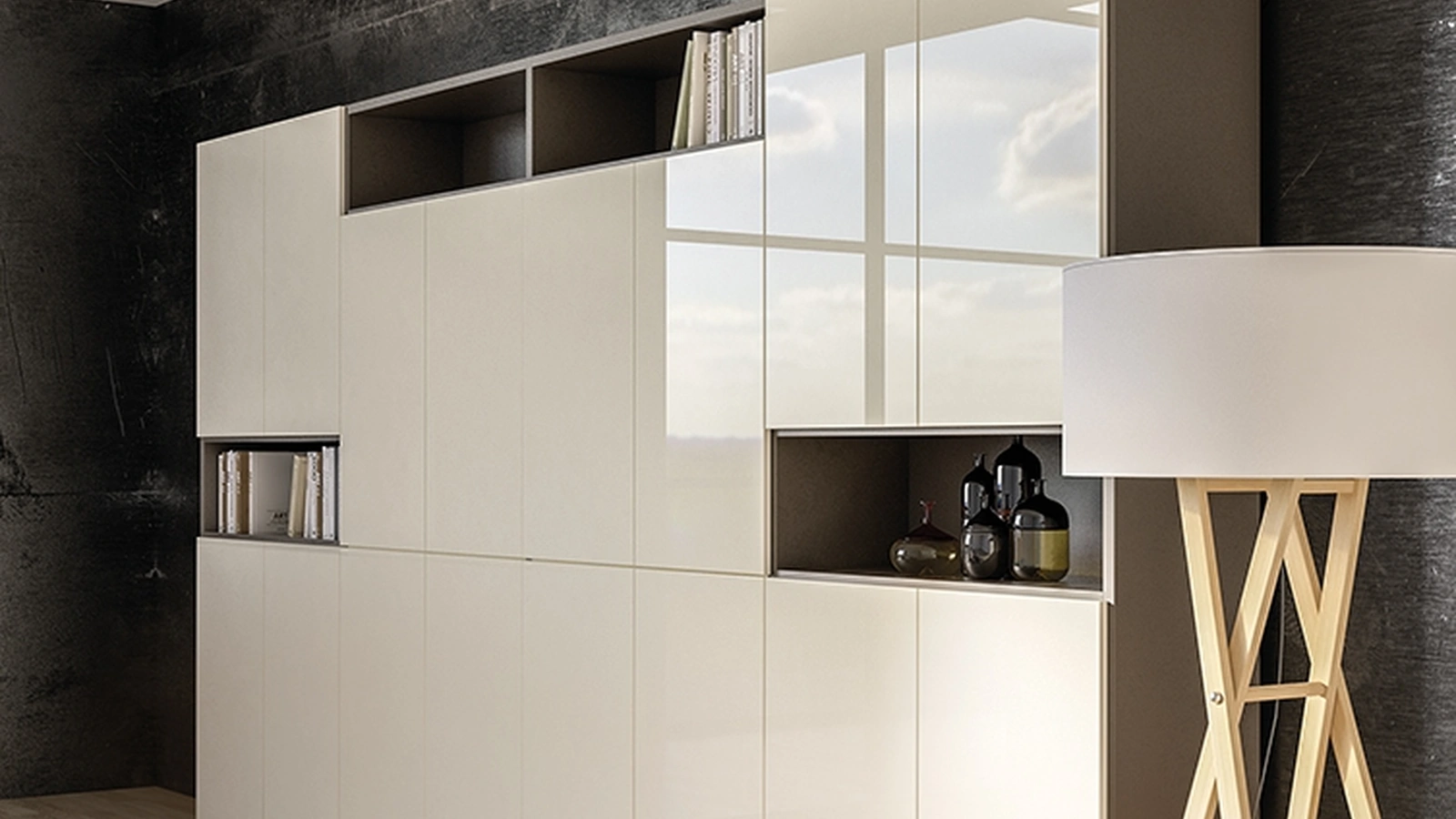 Armadio per Ufficio OF68 in laccato lucido Creta di Giessegi