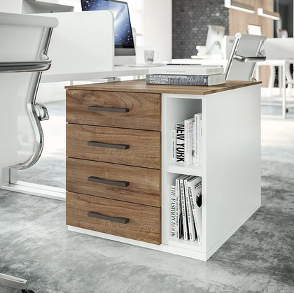 Cassettiera per Ufficio OF51 in nobilitato Noce e Bianco di Giessegi