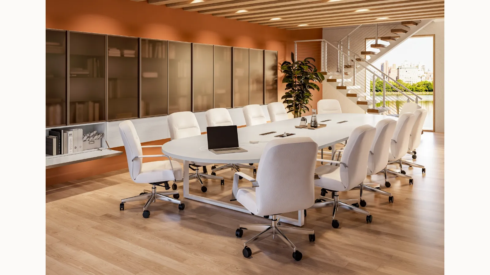 Libreria per Ufficio OF106 con ante battenti in vetro di Giessegi