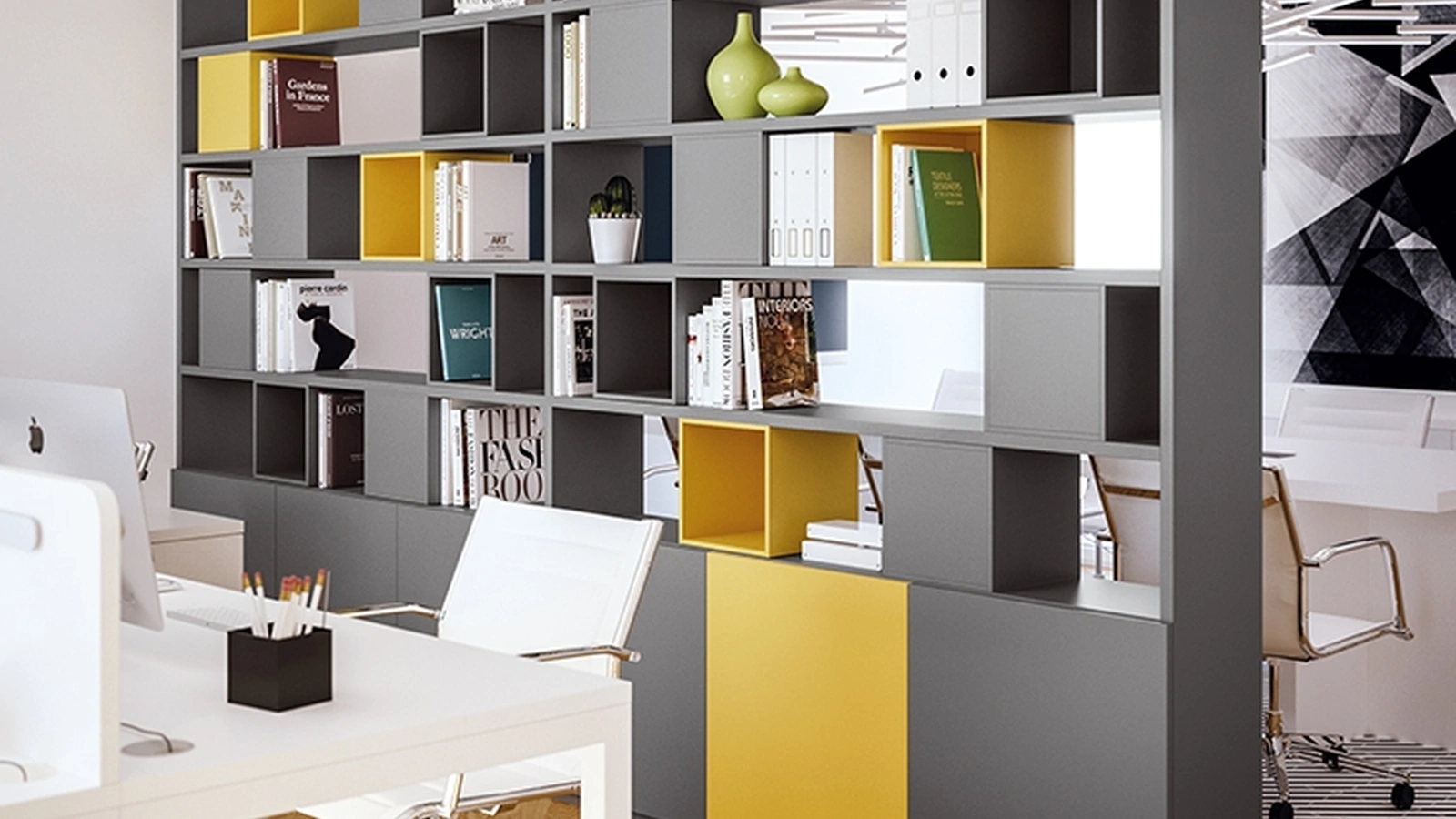 Mobile Ufficio Libreria bifacciale OF50 in laccato opaco di Giessegi