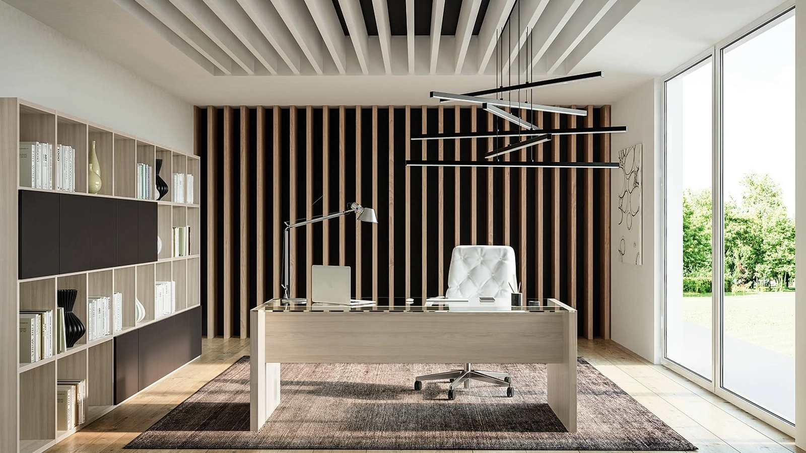 Scrivania Direzionale con libreria OF65 in Olmo nobilitato di Giessegi