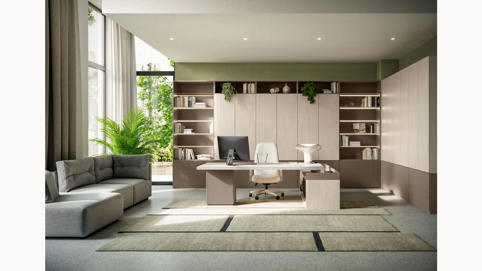 Scrivania Direzionale e libreria OF115 di Giessegi