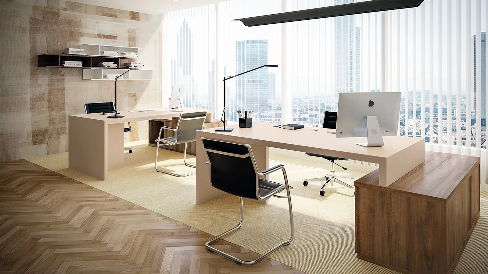 Scrivania Direzionale OF61 in laccato opaco e Noce nobilitato di Giessegi