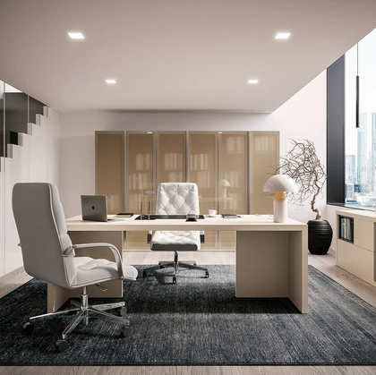 Scrivania Direzionale con mobile archivio OF63 in laccato opaco Visone di Giessegi