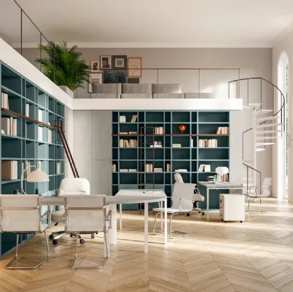 Scrivania Operativa OF109 con libreria angolare di Giessegi