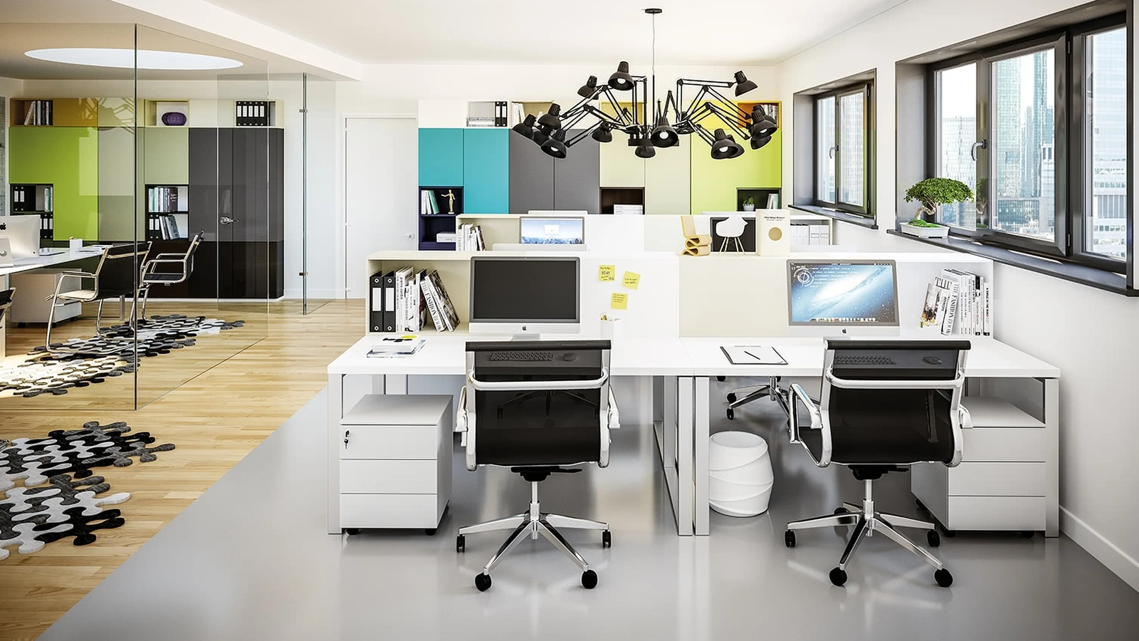 Scrivania Operativa OF53 in Bianco nobilitato e gambe in metallo di Giessegi