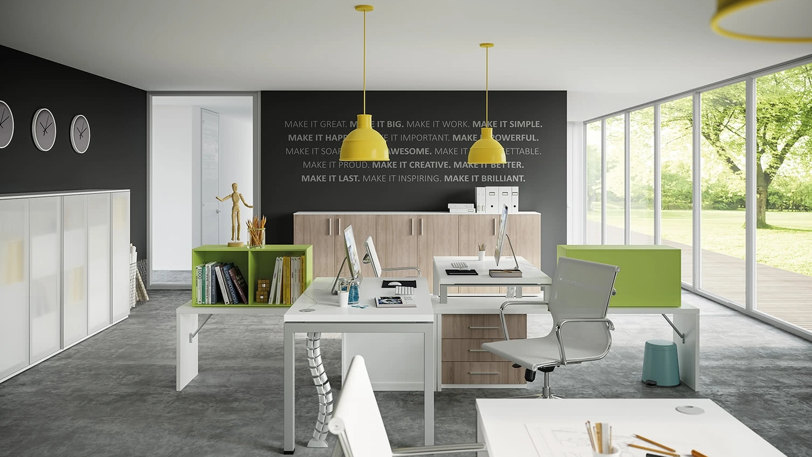 Scrivania Operativa con armadi OF62 in Bianco e Olmo nobilitato di Giessegi