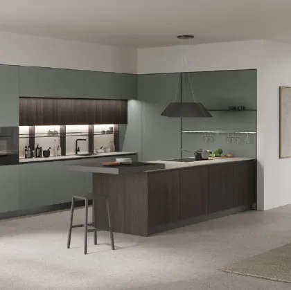 Young 04 Rovere Moka, Giada, top Sapienstone Light Grey.