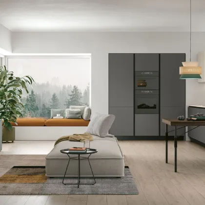 Young 06 Basalto, Giada, Topazio, Pietra Ghiaia, top Sapienstone Ivory 